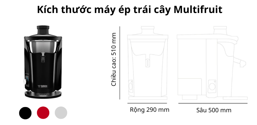 Kích thước máy ép trái cây Multifruit