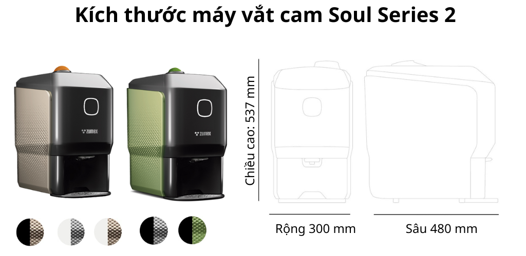 Kích thước máy vắt cam soul series 2
