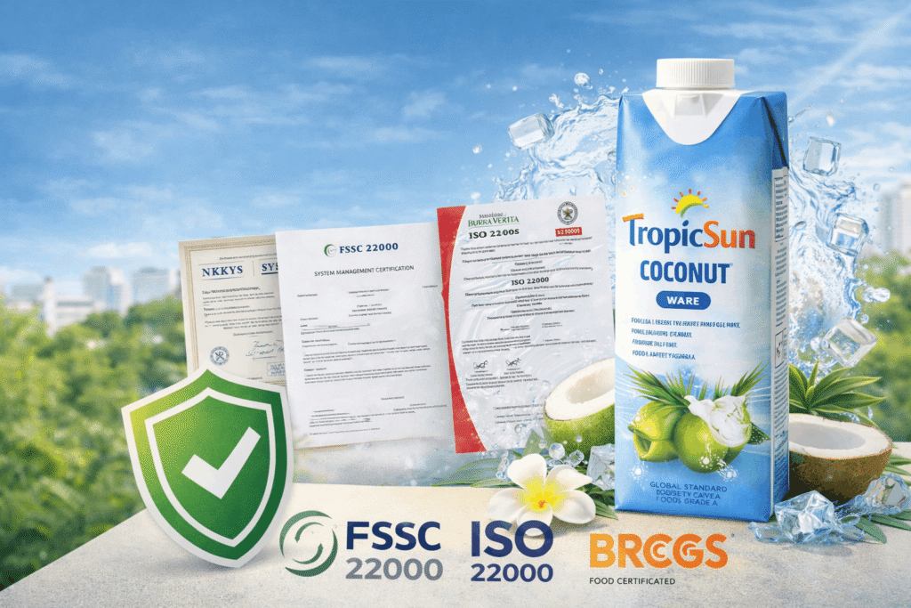 An toàn thực phẩm là ưu tiên hàng đầu: Khám phá chứng chỉ quốc tế của nước dừa TropicSun