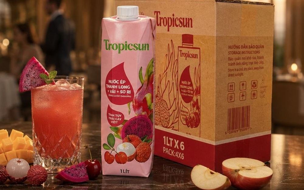 Hộp TropicSun Thanh long Vải Sơ ri 1 lít